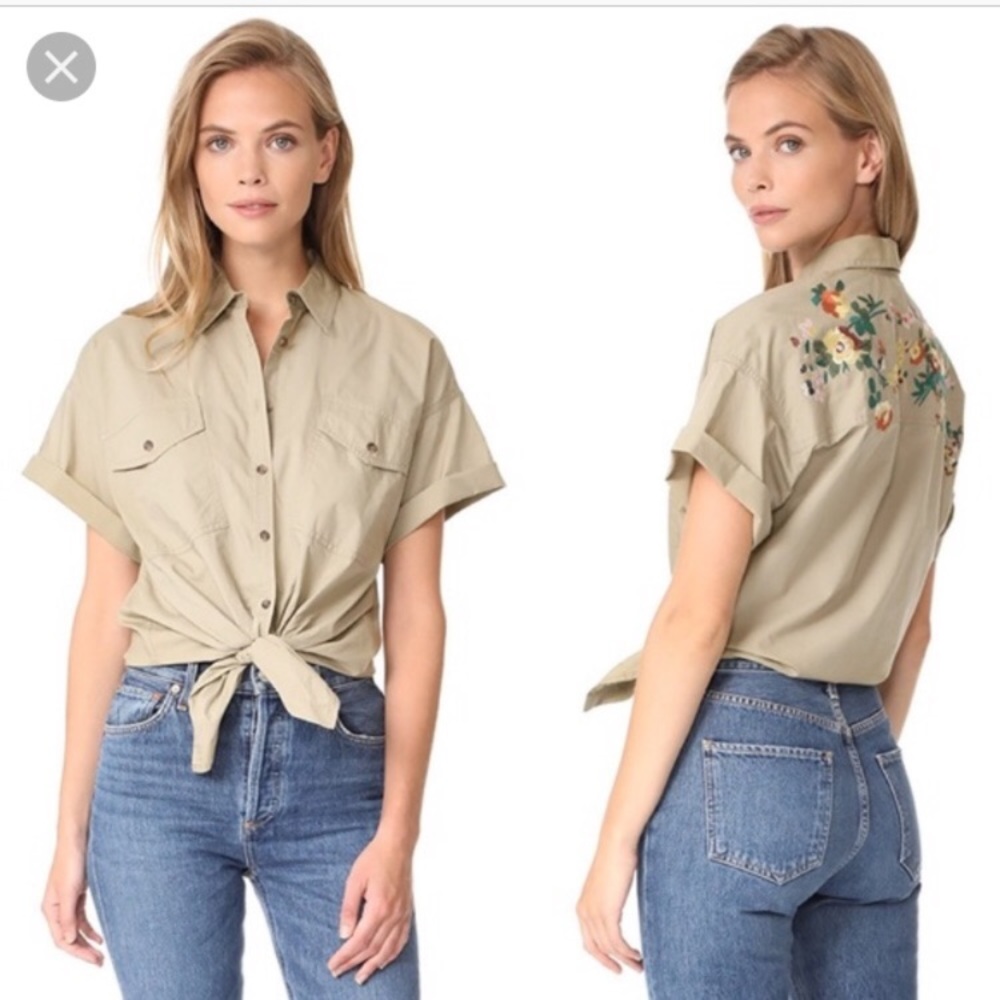Madewell Tie front safari shirt